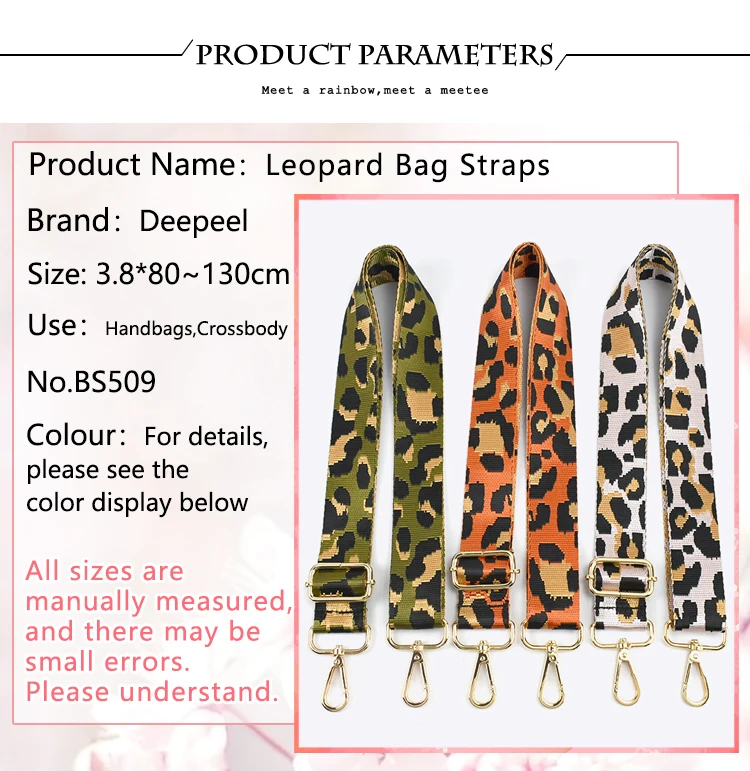 Deepeel Women 3.8cm Wide Colorful Bag Strap Band Leopard Shoulder Crossbody Straps Female Nylon Adjustable Bags Belt Accessory