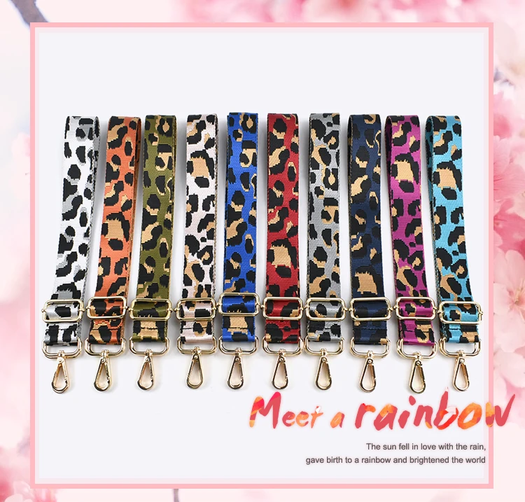 Deepeel Women 3.8cm Wide Colorful Bag Strap Band Leopard Shoulder Crossbody Straps Female Nylon Adjustable Bags Belt Accessory