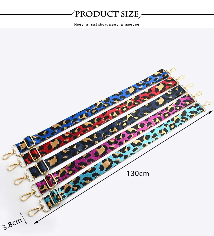 Deepeel Women 3.8cm Wide Colorful Bag Strap Band Leopard Shoulder Crossbody Straps Female Nylon Adjustable Bags Belt Accessory