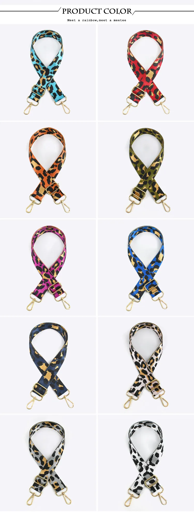 Deepeel Women 3.8cm Wide Colorful Bag Strap Band Leopard Shoulder Crossbody Straps Female Nylon Adjustable Bags Belt Accessory