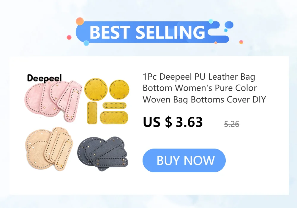 1Set Deepeel New Wooden Handles with Leather Bag Bottom Handmade Material Woven-bag Handbags Knit Bags DIY Sewing Accessories