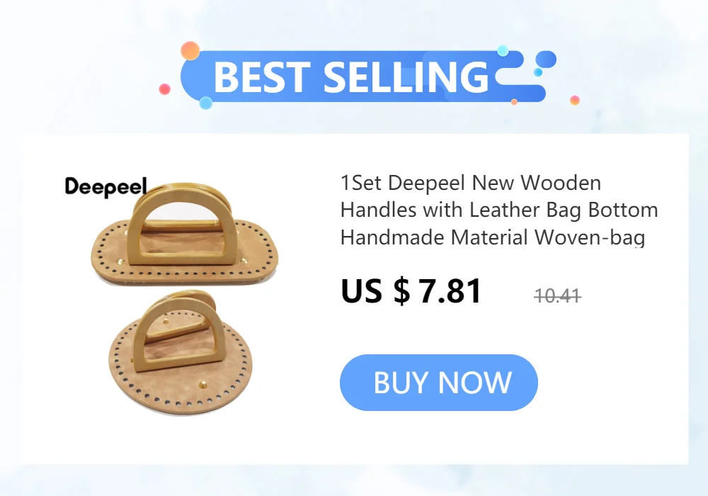 1Set Deepeel New Wooden Handles with Leather Bag Bottom Handmade Material Woven-bag Handbags Knit Bags DIY Sewing Accessories
