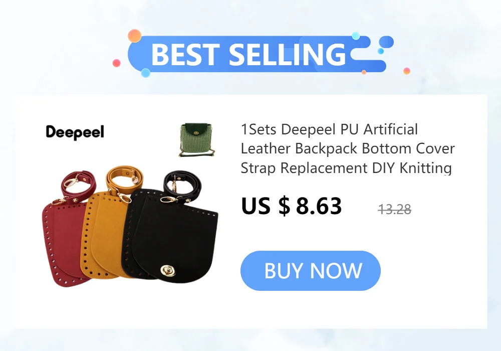 1Set Deepeel New Wooden Handles with Leather Bag Bottom Handmade Material Woven-bag Handbags Knit Bags DIY Sewing Accessories