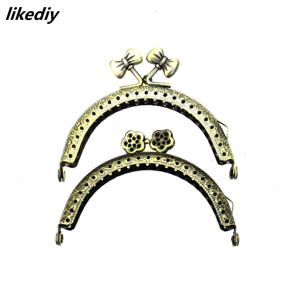 1 Piece 8.5 CM Antique Bronze Semicircle Metal Purse Frame Kiss Clasp Handle For DIY Bag Accessory