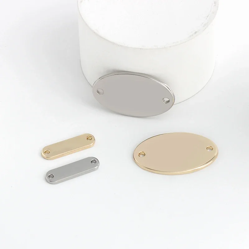 50-200PCS 20x6mm,30x19mm Oval Metal Double Holes Sewing Plate For DIY Pendant Bags Clothes Custom Brand Logo Tags Blank Label