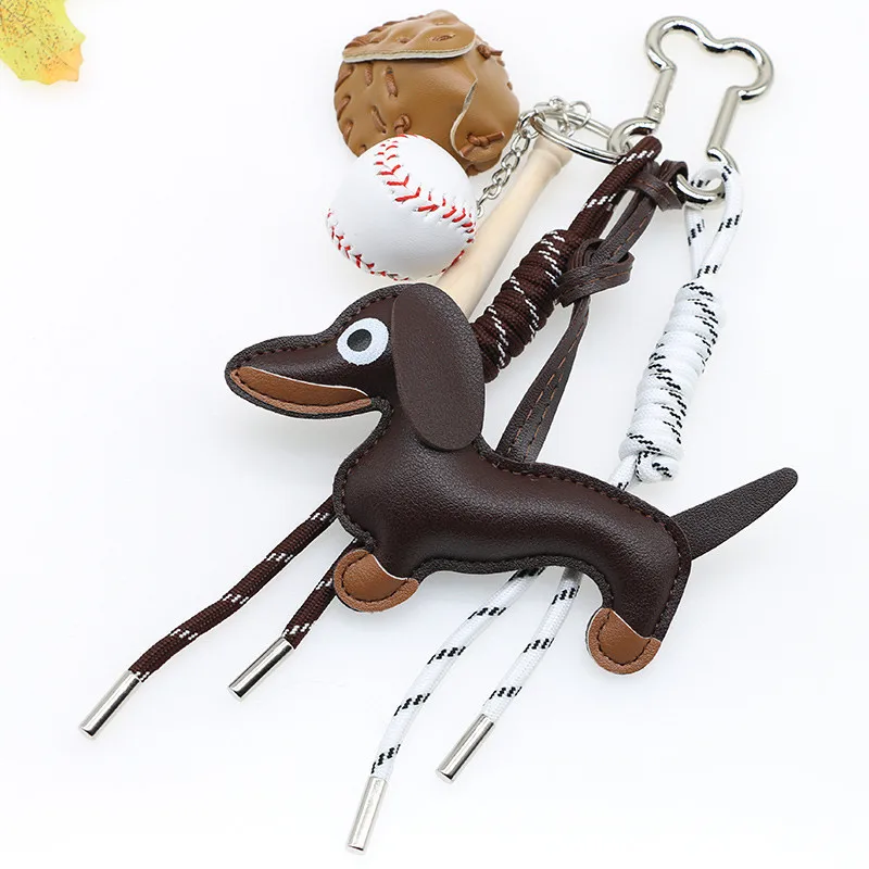 New Cartoon Personalized Keychain Bag Pendant Series Sausage Dog Shaped Bag Hanging Decoration For Gift