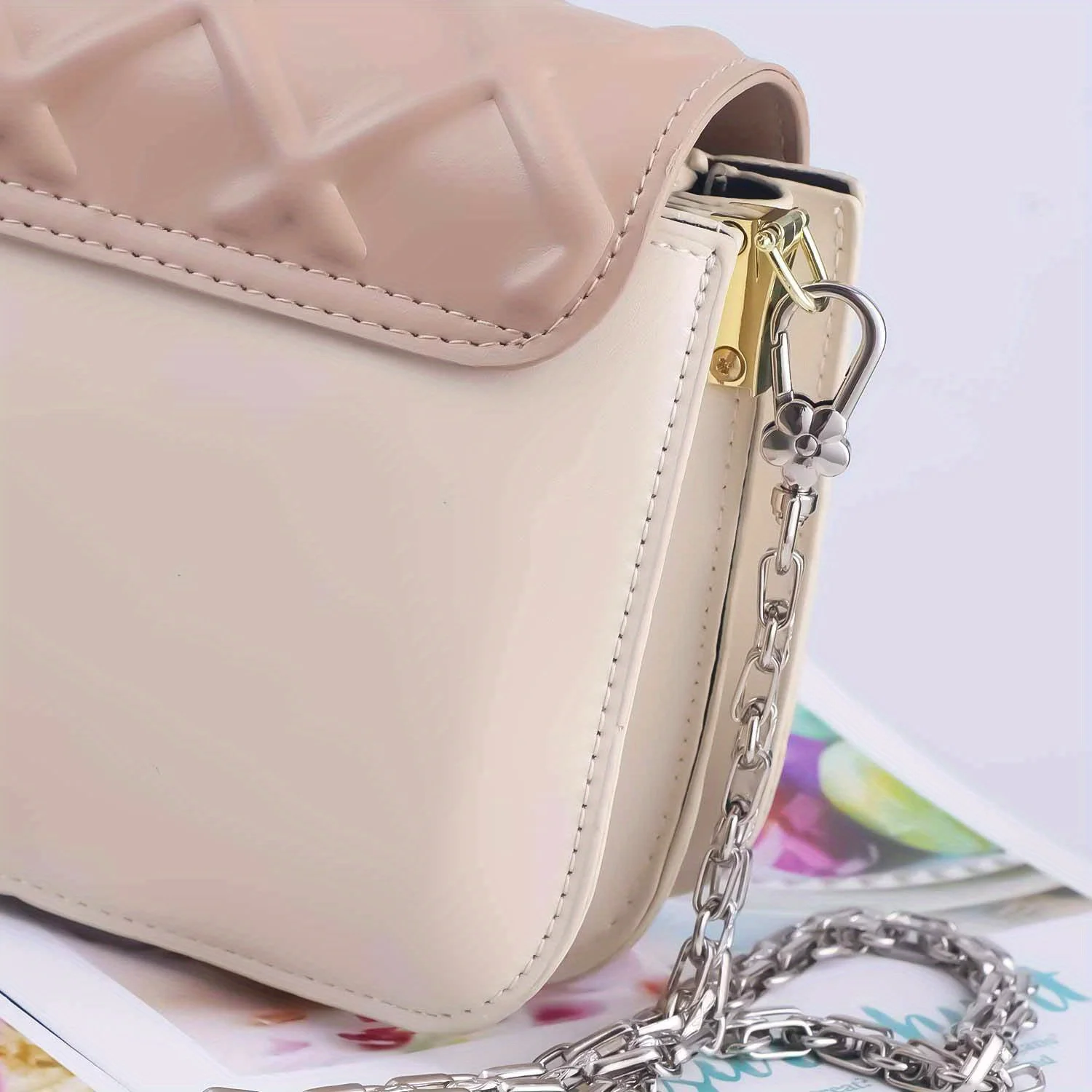 5pcs Handbags Clasps Handle Flower Lobster Metal Clasps Swivel Trigger Clips Snap Hooks Bag Key Rings Keychains Bag Accessories