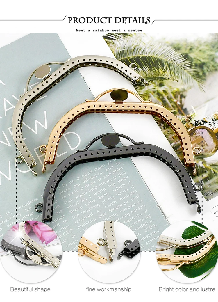 Meetee 1/2/4Pcs 13cm Metal Bag Handle Women's Purse Frame Kiss Clasp Handmade Sewing Brackets DIY Bags Handles Accessories