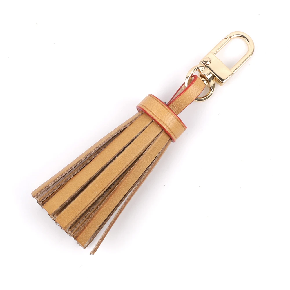 Tanned Leather Tassel Mini Tassel Bag Charm For Women Handbags Clutch Pouch Purse Key Chain Ring Accessories