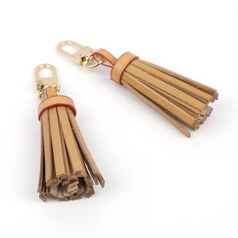 Tanned Leather Tassel Mini Tassel Bag Charm For Women Handbags Clutch Pouch Purse Key Chain Ring Accessories