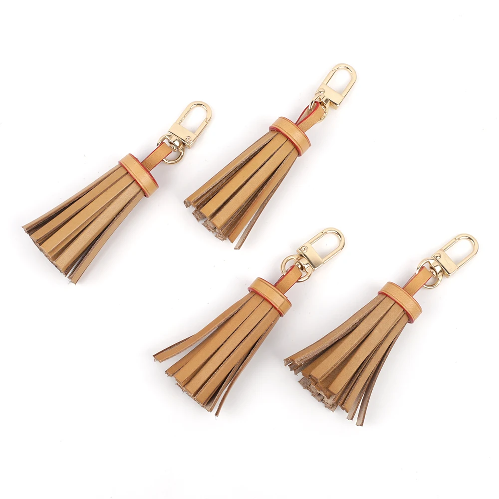 Tanned Leather Tassel Mini Tassel Bag Charm For Women Handbags Clutch Pouch Purse Key Chain Ring Accessories