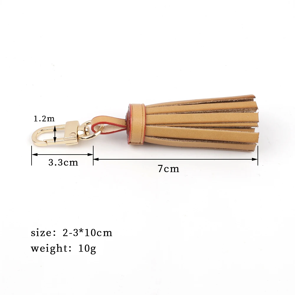 Tanned Leather Tassel Mini Tassel Bag Charm For Women Handbags Clutch Pouch Purse Key Chain Ring Accessories