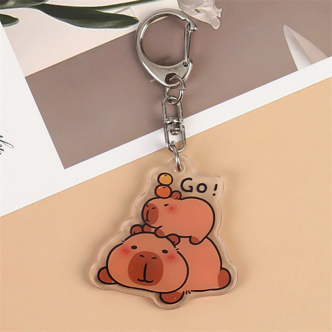 Cute Capybara Keychain Cartoon Water Dolphin Key Chain Acrylic Pendant DIY Small Charm