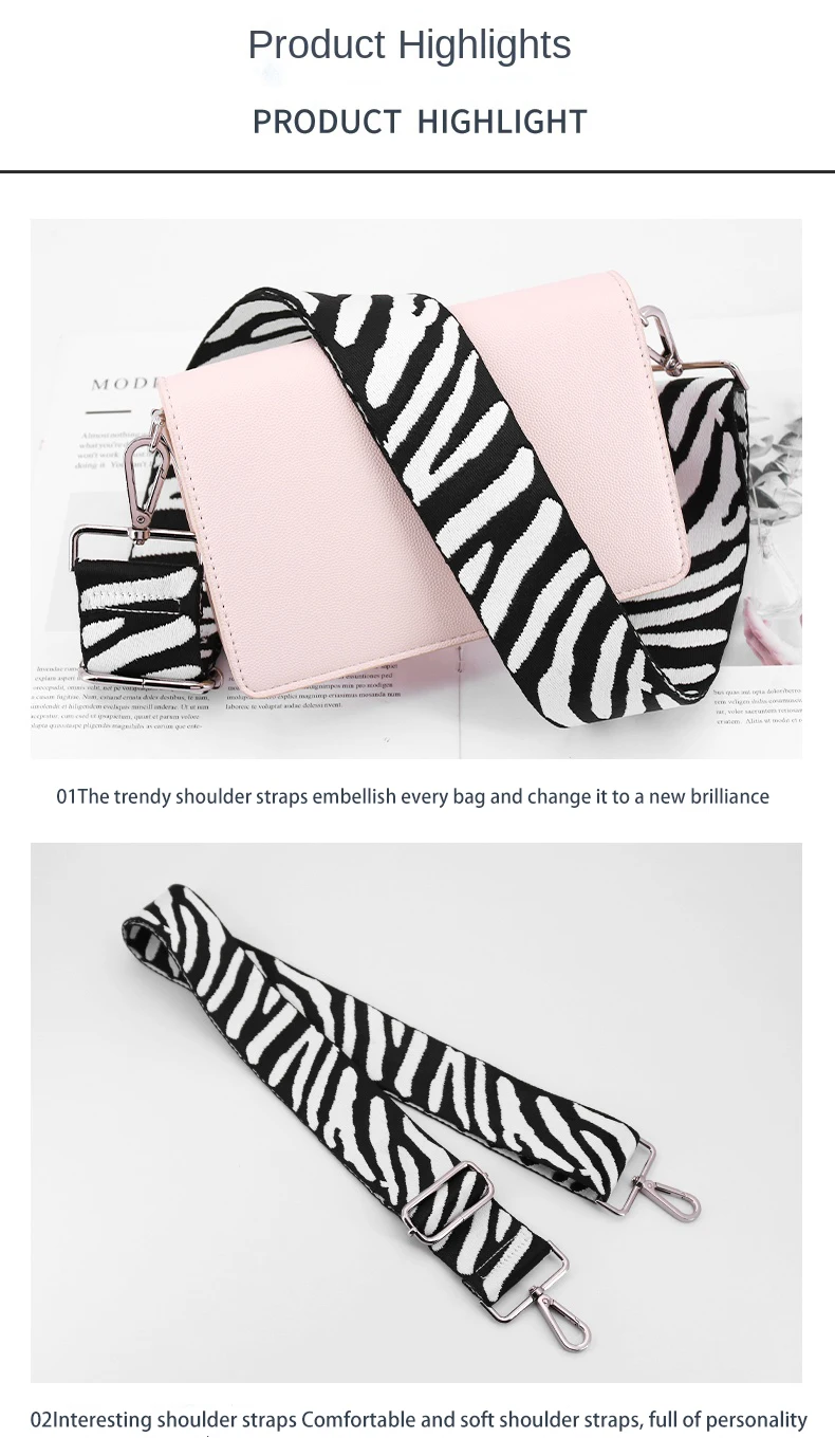 SUZAOZHE Ladies Zebra Print Shoulder Strap Waist Bag Canvas Bag Shoulder Crossbody Bag DIY Adjustable Accessory Bag