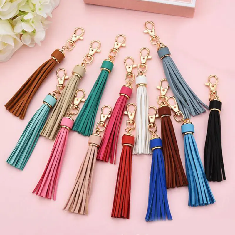 Boho Handmade Keychain for Women Bag Pendant Jewelry Multilayer Velvet Strap Tassel Shell Key Chain Car Hangging Accessories