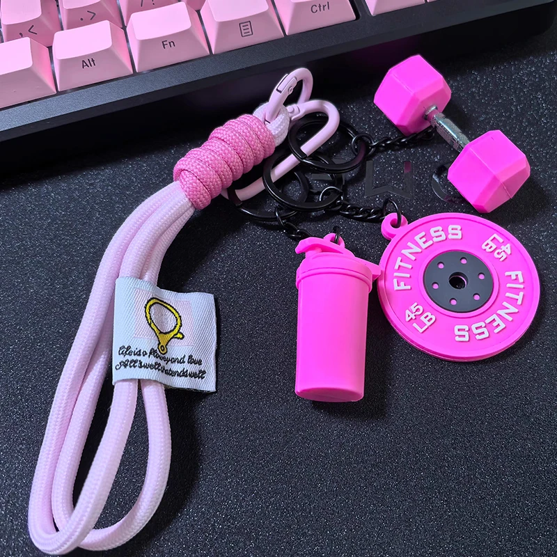 2025 HOT! Fitness Keychain Gym Barbell Key chain Weightlifting Keyring Silicone Weight Plate Gym Gifts Workout Gifts Bag gift