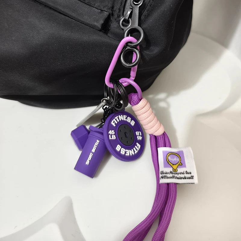 2025 HOT! Fitness Keychain Gym Barbell Key chain Weightlifting Keyring Silicone Weight Plate Gym Gifts Workout Gifts Bag gift