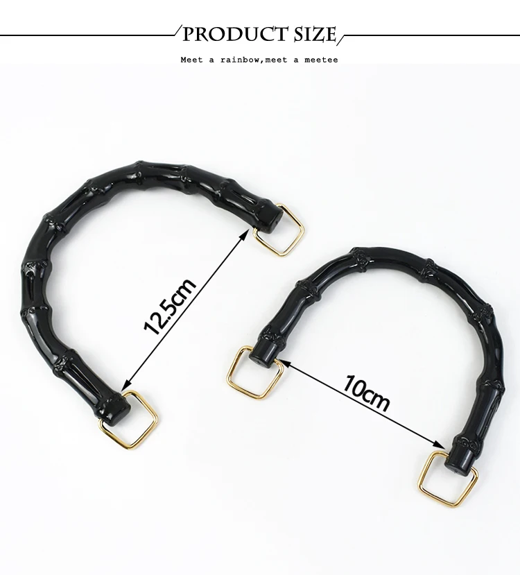 2/4/10Pcs 10/12cm Fashoin Faux Bamboo Handle Plastic Bag Handles Black for Women Handbags Purse DIY Replace Bags Accessories