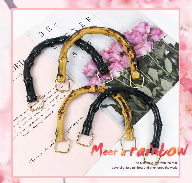 2/4/10Pcs 10/12cm Fashoin Faux Bamboo Handle Plastic Bag Handles Black for Women Handbags Purse DIY Replace Bags Accessories