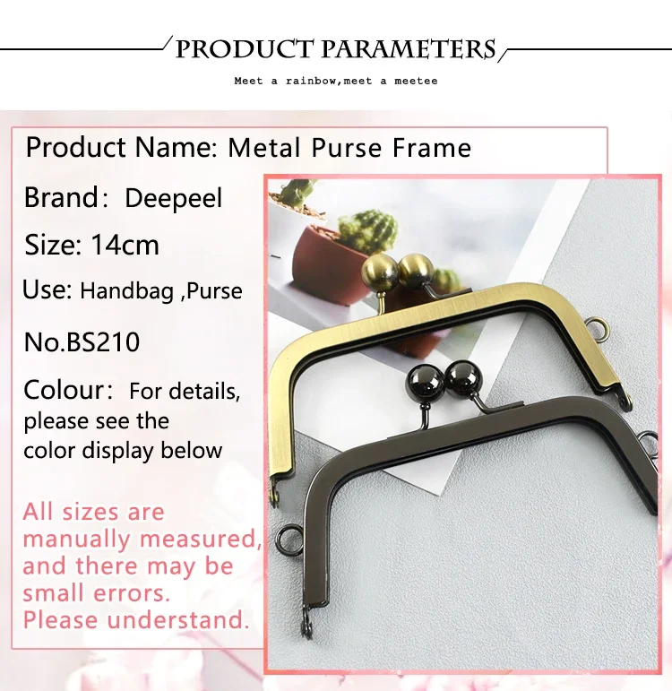 1/2/3/5Pcs Deepeel 14cm Metal Handle Handbag Frame Kiss Clasp Purse Woven Bags Sewing Brackets Handmade DIY Hardware Accessories
