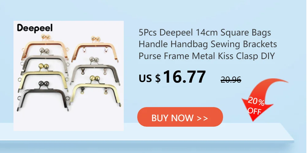 1Pc Deepeel 20.5cm Metal Bag Handles Women's Purse Frame Kiss Clasp Handbag Lock Buckle Coin Wallet DIY Handmade Accessories