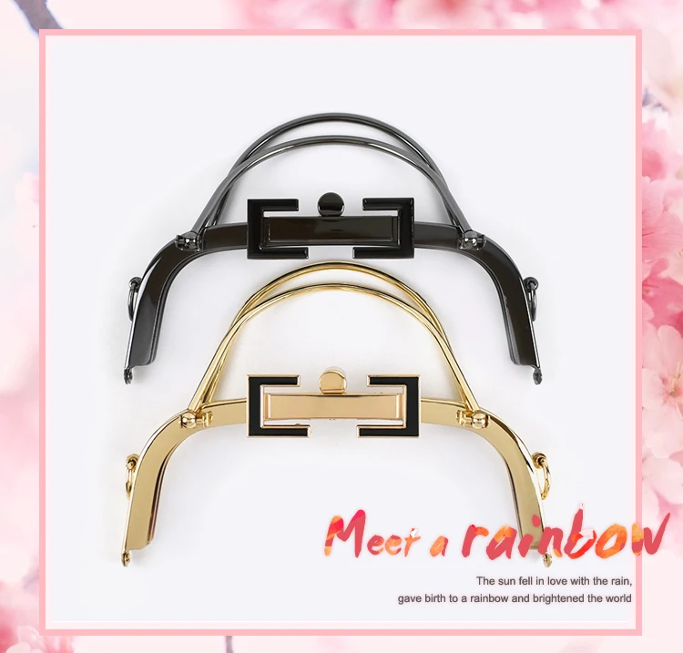 1Pc Deepeel 20.5cm Metal Bag Handles Women's Purse Frame Kiss Clasp Handbag Lock Buckle Coin Wallet DIY Handmade Accessories