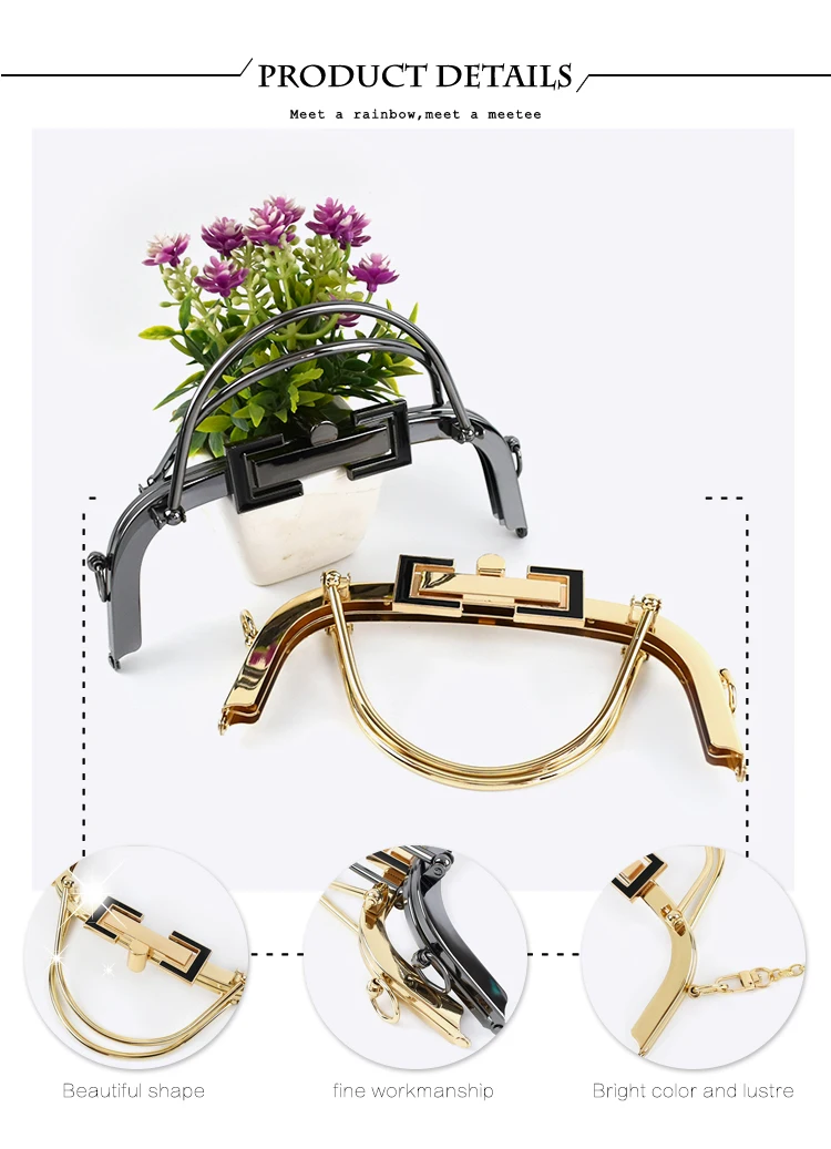 1Pc Deepeel 20.5cm Metal Bag Handles Women's Purse Frame Kiss Clasp Handbag Lock Buckle Coin Wallet DIY Handmade Accessories