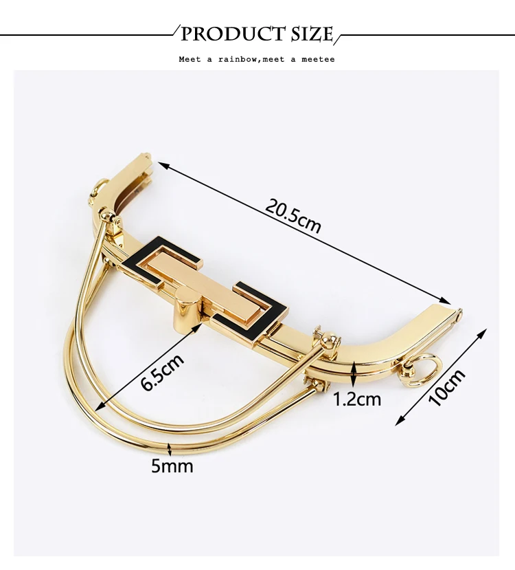 1Pc Deepeel 20.5cm Metal Bag Handles Women's Purse Frame Kiss Clasp Handbag Lock Buckle Coin Wallet DIY Handmade Accessories