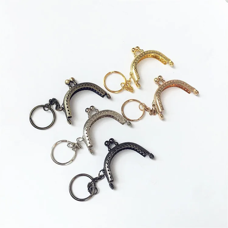 KISSDIY 20PCS 5CM Antique Bronze Silver Golden Metal Coin Purse Frames With Keyring Bag Handle Kiss Clasp DIY Bag Accessories