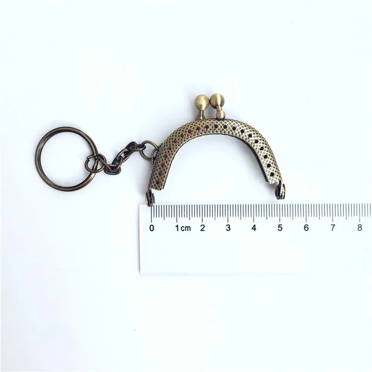 KISSDIY 20PCS 5CM Antique Bronze Silver Golden Metal Coin Purse Frames With Keyring Bag Handle Kiss Clasp DIY Bag Accessories