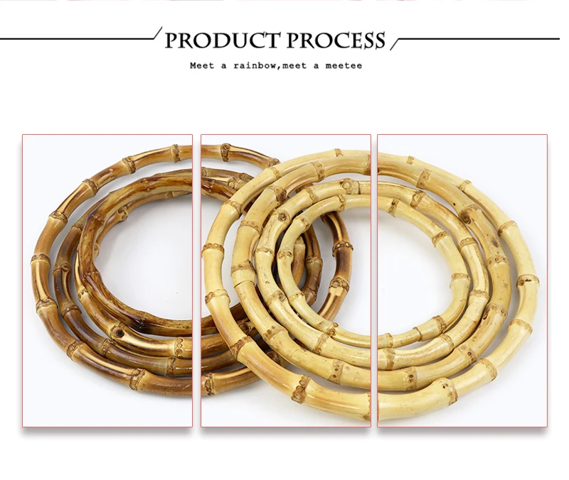 2/4/10P 7/10/12/15/18cm Natural Bamboo Bag Handles Handbag Round Ring Handle Purse Frame DIY Handmade Craft Wovenbag Accessories