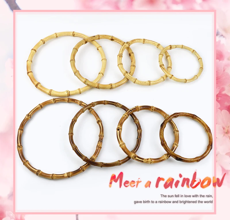 2/4/10P 7/10/12/15/18cm Natural Bamboo Bag Handles Handbag Round Ring Handle Purse Frame DIY Handmade Craft Wovenbag Accessories