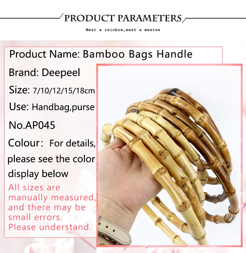 2/4/10P 7/10/12/15/18cm Natural Bamboo Bag Handles Handbag Round Ring Handle Purse Frame DIY Handmade Craft Wovenbag Accessories