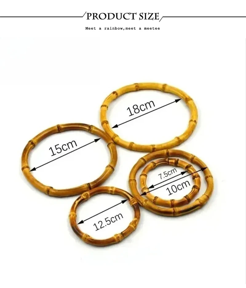 2/4/10P 7/10/12/15/18cm Natural Bamboo Bag Handles Handbag Round Ring Handle Purse Frame DIY Handmade Craft Wovenbag Accessories