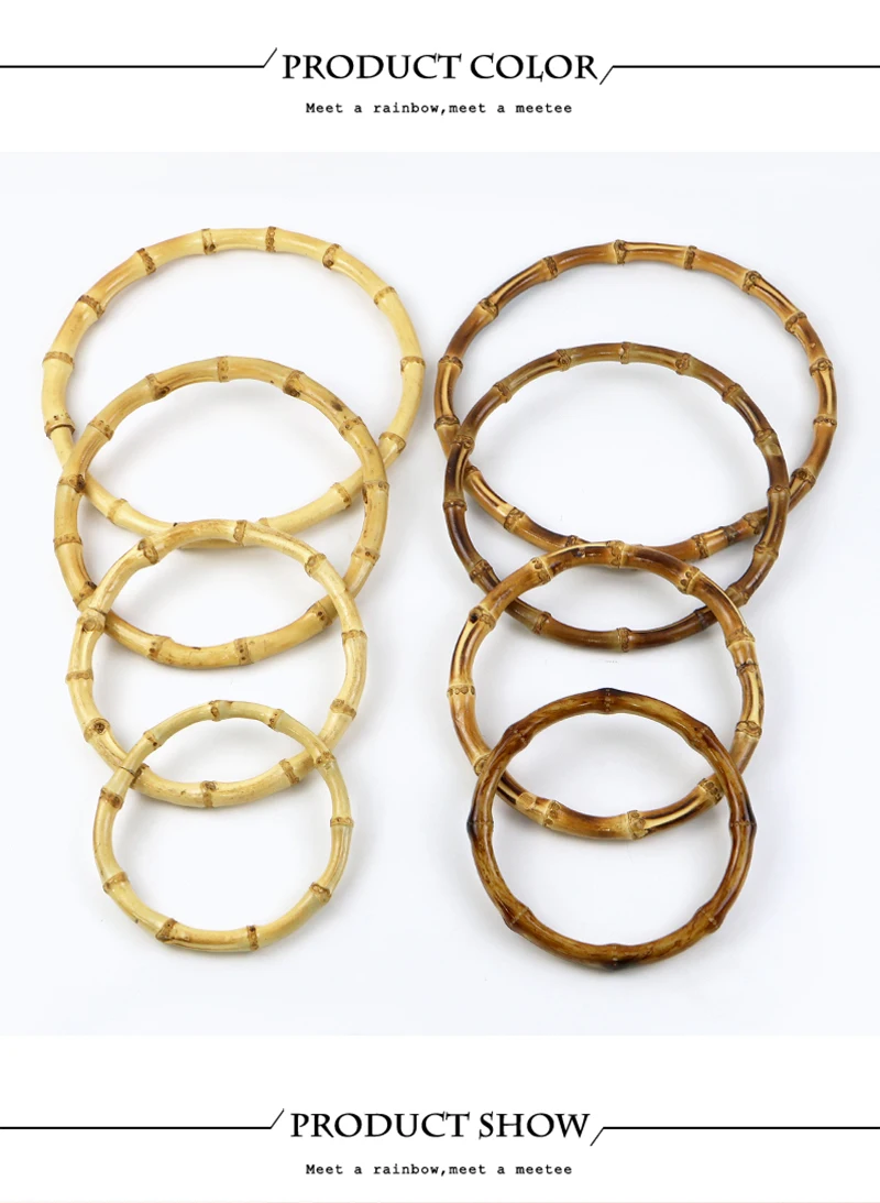 2/4/10P 7/10/12/15/18cm Natural Bamboo Bag Handles Handbag Round Ring Handle Purse Frame DIY Handmade Craft Wovenbag Accessories