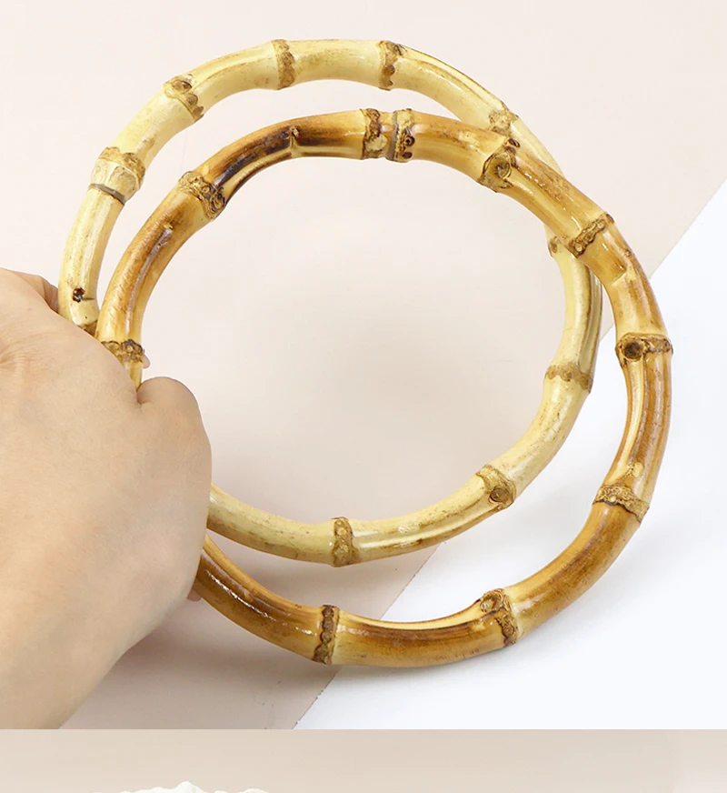 2/4/10P 7/10/12/15/18cm Natural Bamboo Bag Handles Handbag Round Ring Handle Purse Frame DIY Handmade Craft Wovenbag Accessories