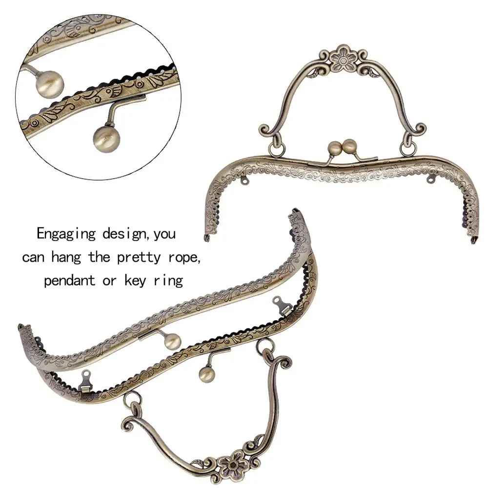 20.5cm Vintage Metal Purse Clasp Frame Bag Kiss Clasp Lock Metal Purse Frame for DIY Craft Purse Bag Making Bag Accessories