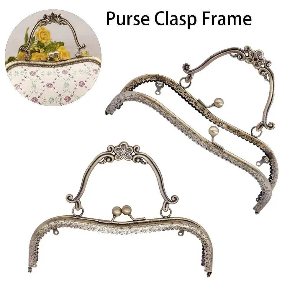 20.5cm Vintage Metal Purse Clasp Frame Bag Kiss Clasp Lock Metal Purse Frame for DIY Craft Purse Bag Making Bag Accessories