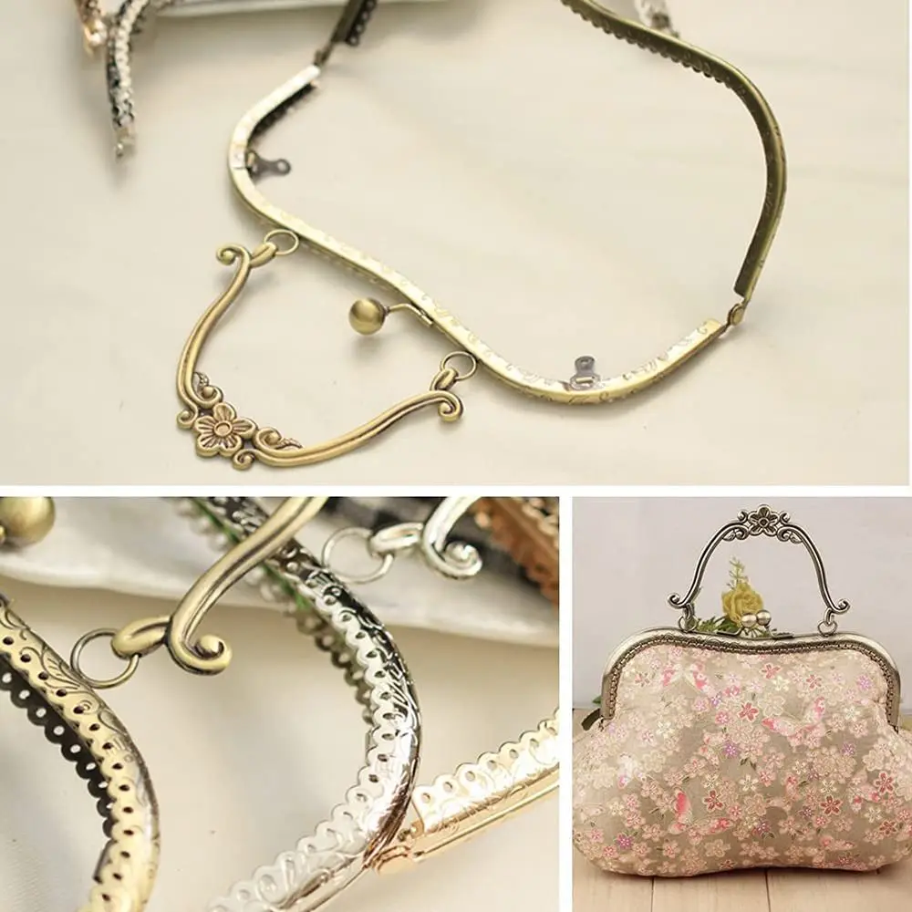 20.5cm Vintage Metal Purse Clasp Frame Bag Kiss Clasp Lock Metal Purse Frame for DIY Craft Purse Bag Making Bag Accessories