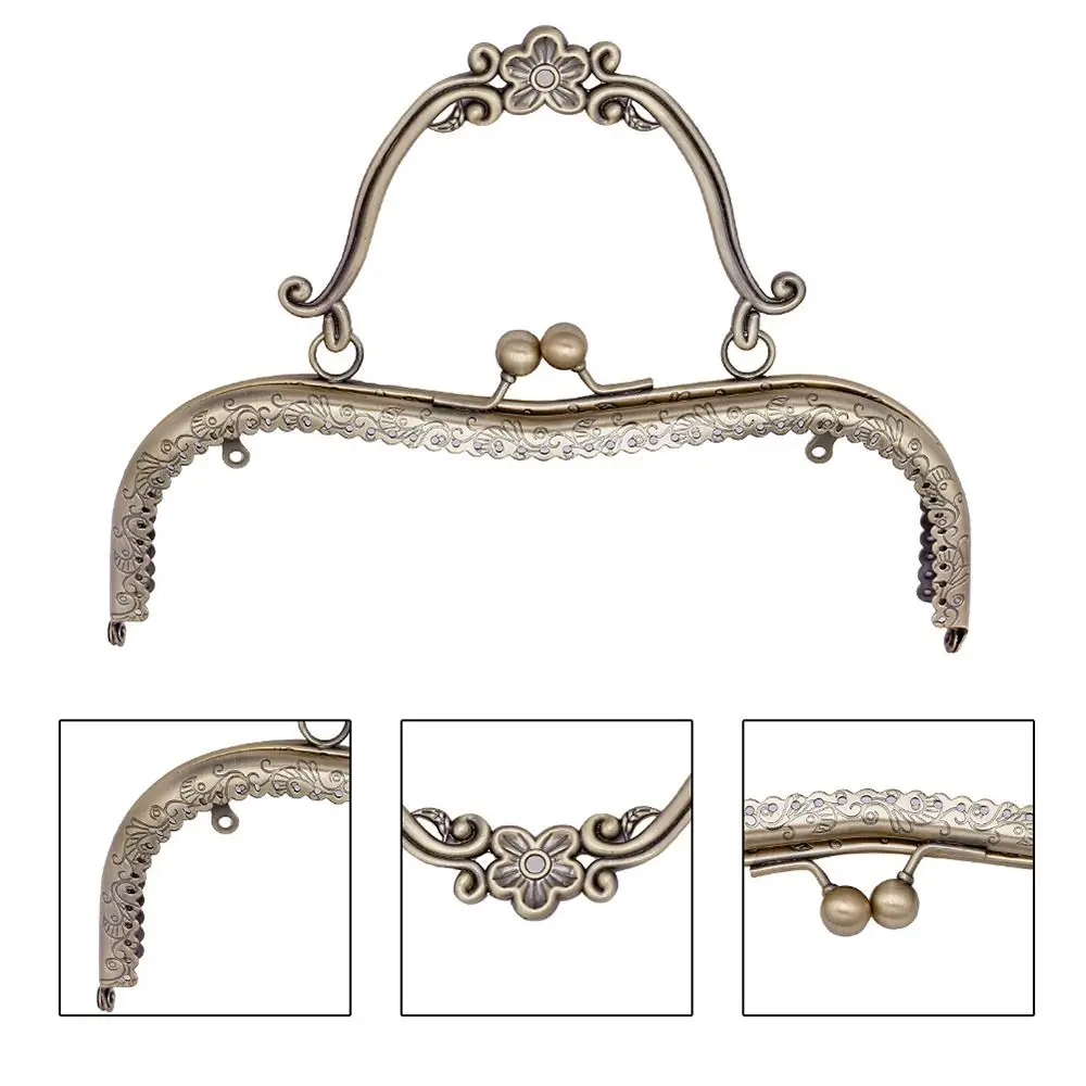 20.5cm Vintage Metal Purse Clasp Frame Bag Kiss Clasp Lock Metal Purse Frame for DIY Craft Purse Bag Making Bag Accessories