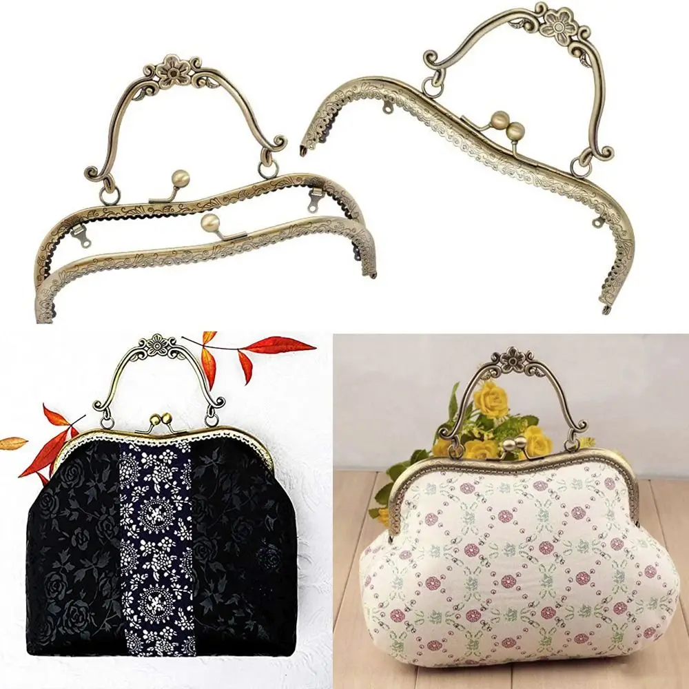 20.5cm Vintage Metal Purse Clasp Frame Bag Kiss Clasp Lock Metal Purse Frame for DIY Craft Purse Bag Making Bag Accessories