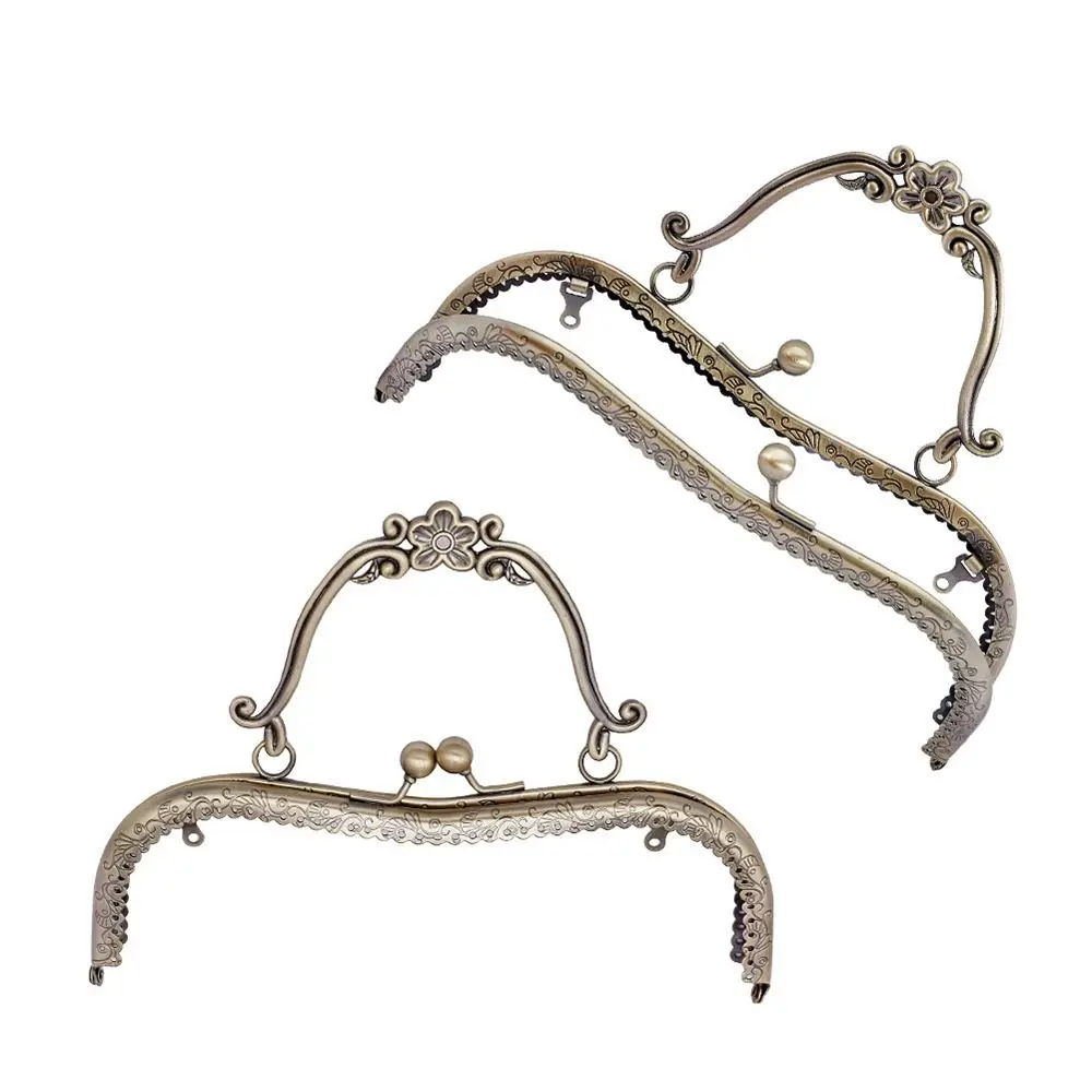 20.5cm Vintage Metal Purse Clasp Frame Bag Kiss Clasp Lock Metal Purse Frame for DIY Craft Purse Bag Making Bag Accessories