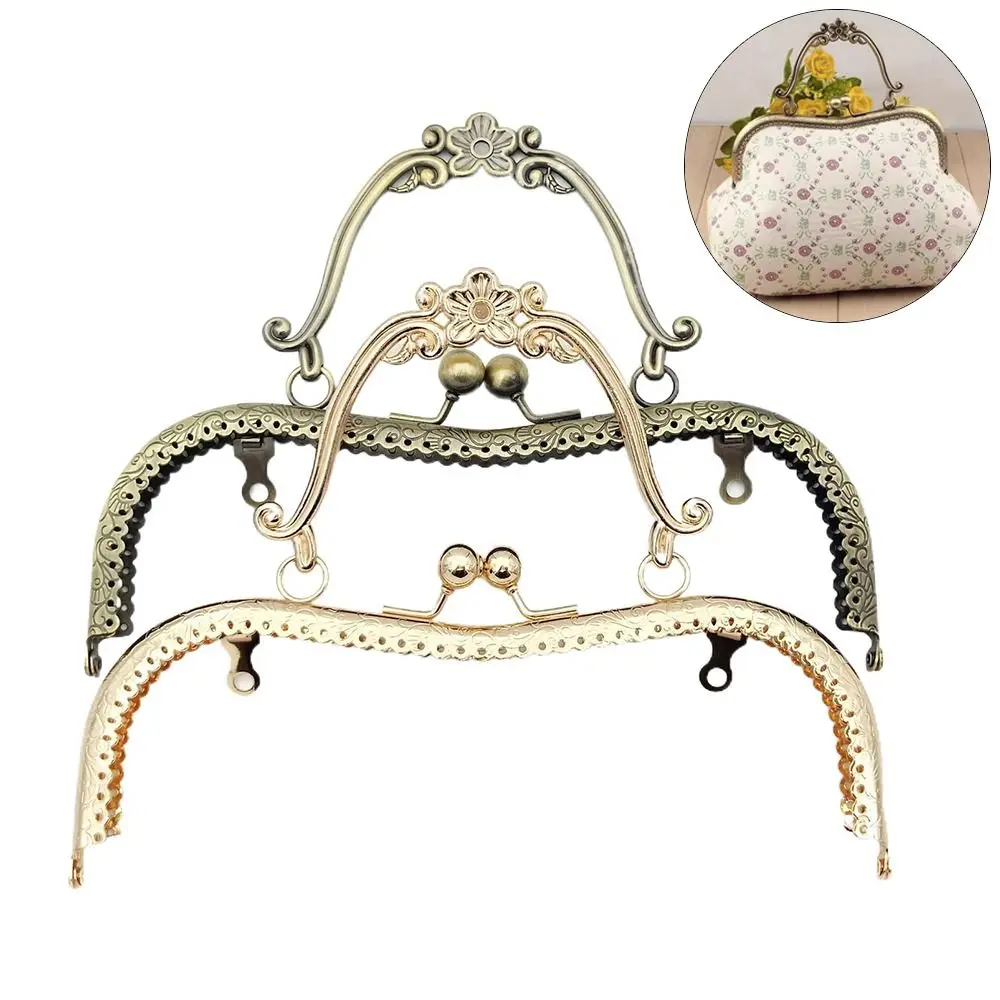 20.5cm Vintage Metal Purse Clasp Frame Bag Kiss Clasp Lock Metal Purse Frame for DIY Craft Purse Bag Making Bag Accessories