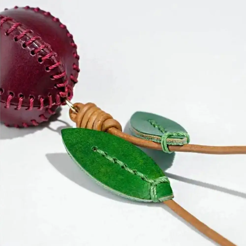 Genuine Leather Pomegranate Fruit Pendant Creative Handmade Fashion Delicate Handbag Ornament Cute Personalized Bag Accessories