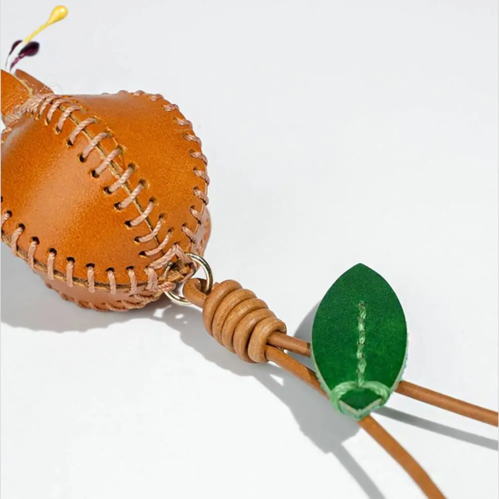 Genuine Leather Pomegranate Fruit Pendant Creative Handmade Fashion Delicate Handbag Ornament Cute Personalized Bag Accessories