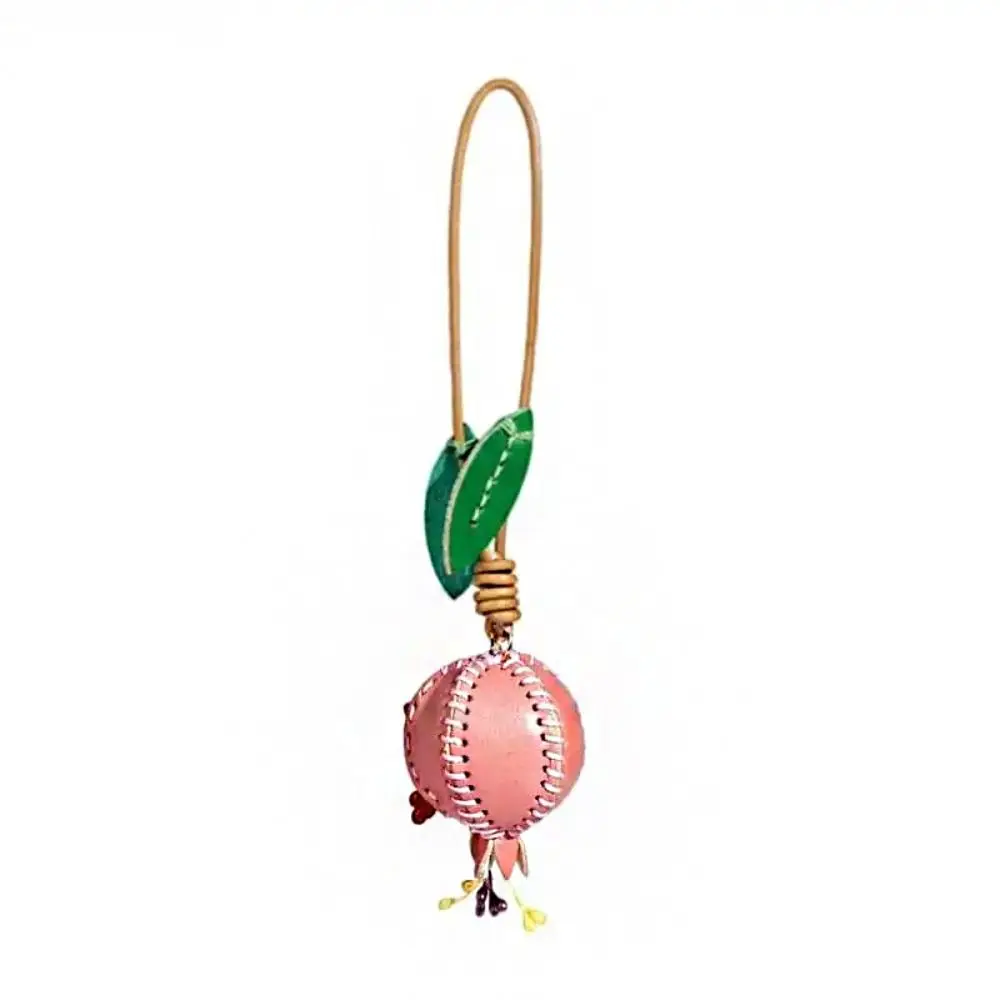 Genuine Leather Pomegranate Fruit Pendant Creative Handmade Fashion Delicate Handbag Ornament Cute Personalized Bag Accessories