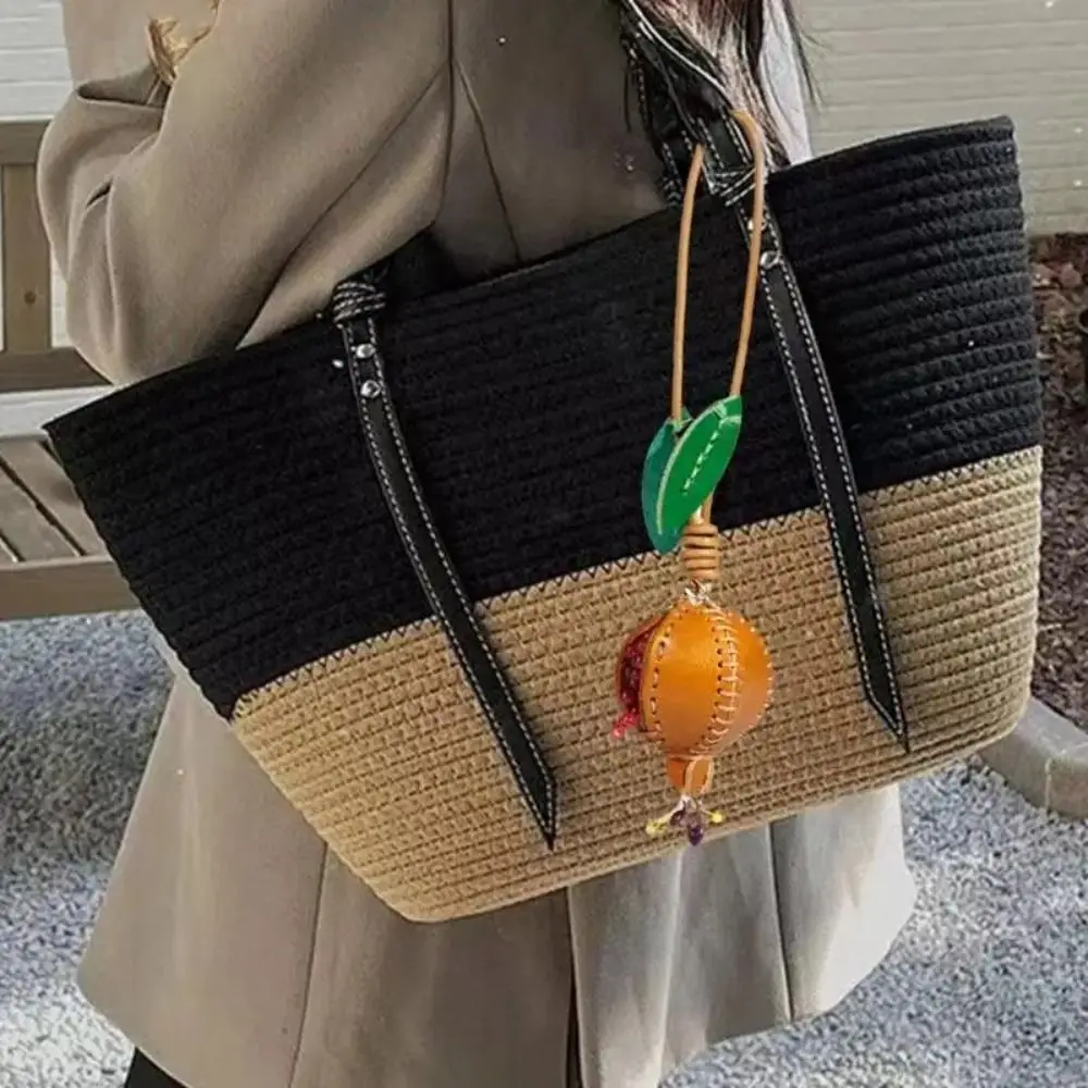 Genuine Leather Pomegranate Fruit Pendant Creative Handmade Fashion Delicate Handbag Ornament Cute Personalized Bag Accessories