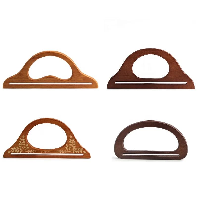 Bag Wooden Handles D Shape Handbag Kiss Clasp Purse Frames Handle Replacement Parts DIY Wallet Sewing Brackets Accessories