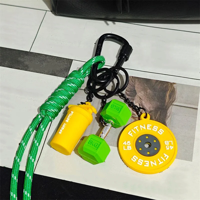 Fitness Keychain Gym Lover Barbell Key chain Weightlifting Keyring Silicone Weight Plate Gym Gifts Workout Gifts Bag Charm Backp