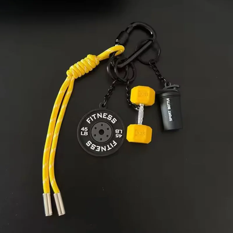 Fitness Keychain Gym Lover Barbell Key chain Weightlifting Keyring Silicone Weight Plate Gym Gifts Workout Gifts Bag Charm Backp